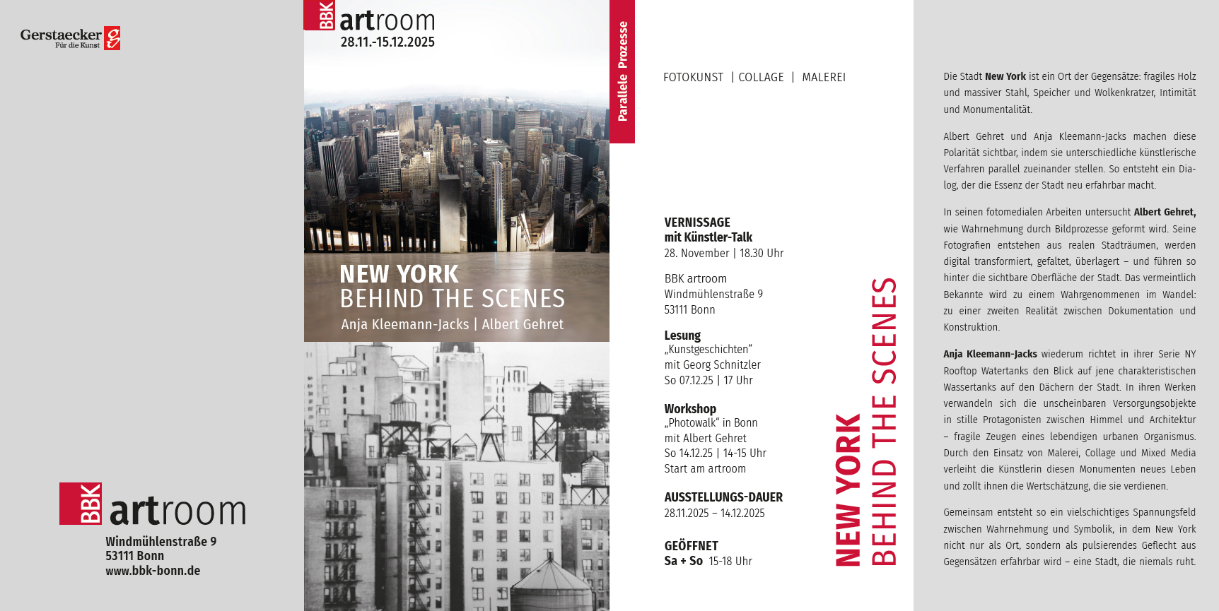 New York – Behind the scenes, Einladung zur Ausstellung